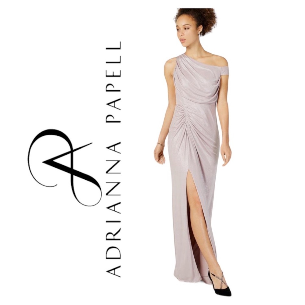 Adrianna Papell Womens Pink Cold-Shoulder Evening Dress Gown Size 8